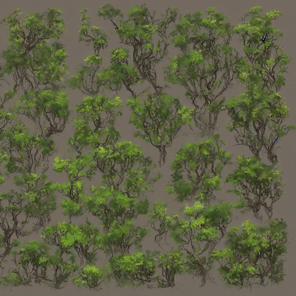 Image similar to lush bushes concept art, detailed diagrams, aesthetic, artstation