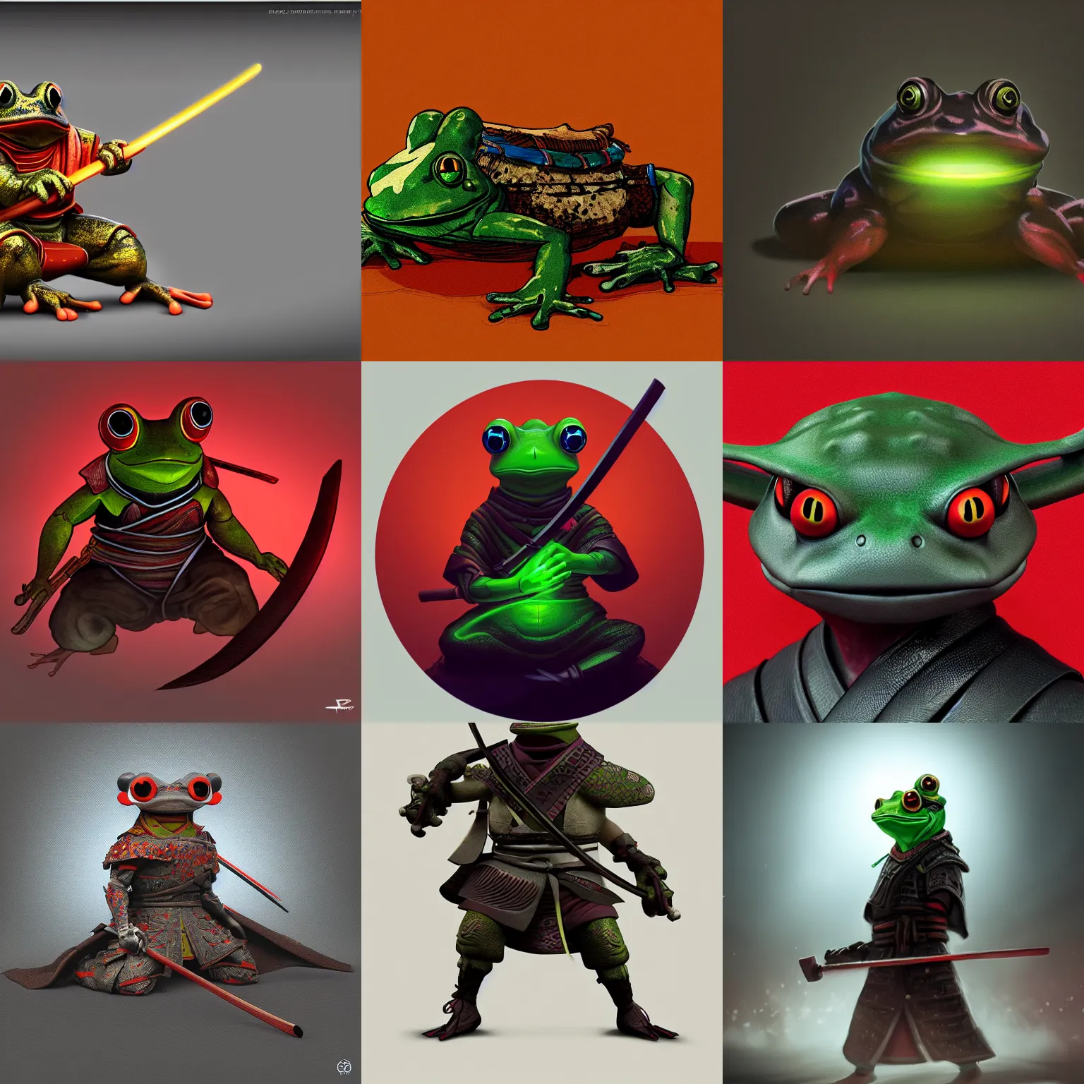 Prompt: samurai frog digital rt trending on artstation, dramatic lighting, 8k