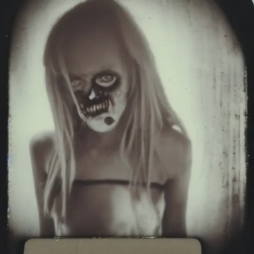 Prompt: Polaroid of a zombie girl