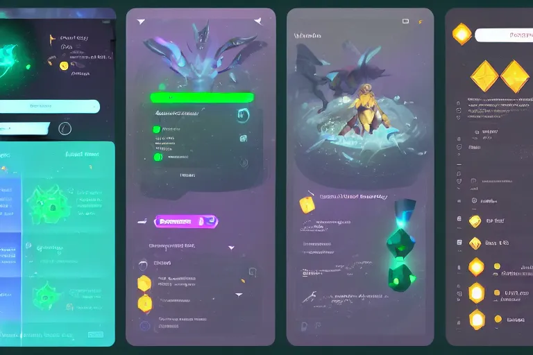 Prompt: fantasy sci - fi ui design for a game about making magical potions. clean. modern. fantasy.
