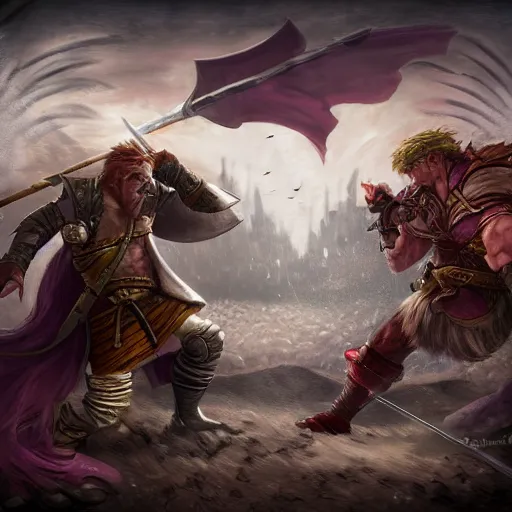 Prompt: epic fantasy battle by Thomas Romain