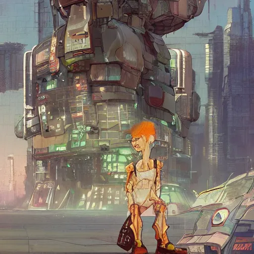 Prompt: PostCyberPunk , world after the fall of the machines where the human spirit has won by M. W. Kaluta and Goro Fujita, trending on Artstation