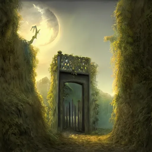 Image similar to beautiful matte painting of entrance to maze