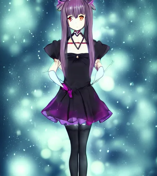 Image similar to a magical anime girl, dark colours