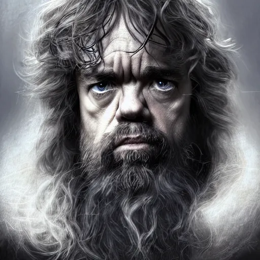 Image similar to peter dinklage as gandalf, digital painting, extremely detailed, 4 k, intricate, brush strokes, mark arian, artgerm, bastien lecouffe - deharme