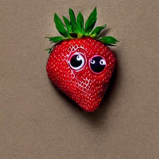 Image similar to strawberry creature with multiple eyes