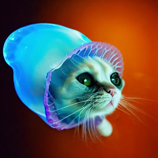 Image similar to a jellyfish - cat - hybrid, animal photography