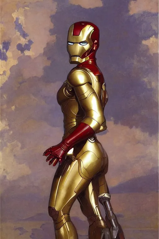 Image similar to elegant romantic portrait photo of natalie portman as iron man, shiny metal iron man armor, by greg manchess, mucha, william adolphe bouguereau, john singer sargent, sorolla, winslow homer, dean cornwell, james gurney, kilin eng, ilya repin,