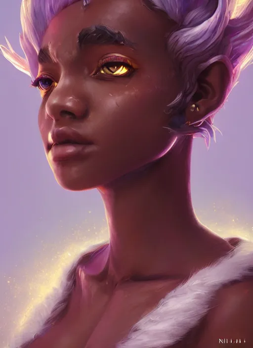 Prompt: nilah, from league of legends, au naturel, hyper detailed, african, digital art, trending in artstation, cinematic lighting, studio quality, smooth render, unreal engine 5 rendered, octane rendered, art style by klimt and nixeu and ian sprigger and wlop and krenz cushart