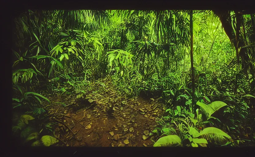 Prompt: laos jungle landscape, 35mm film photo, analog photography, film artifacts, cinematic light, blurry background, hyperrealistic, vintage photo