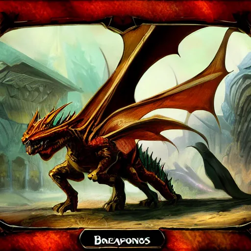Prompt: MTG card art of a Bonesnapper Dragon