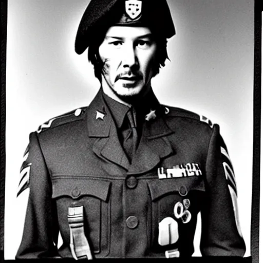 Image similar to keanu reeves as a soldier , historical photo