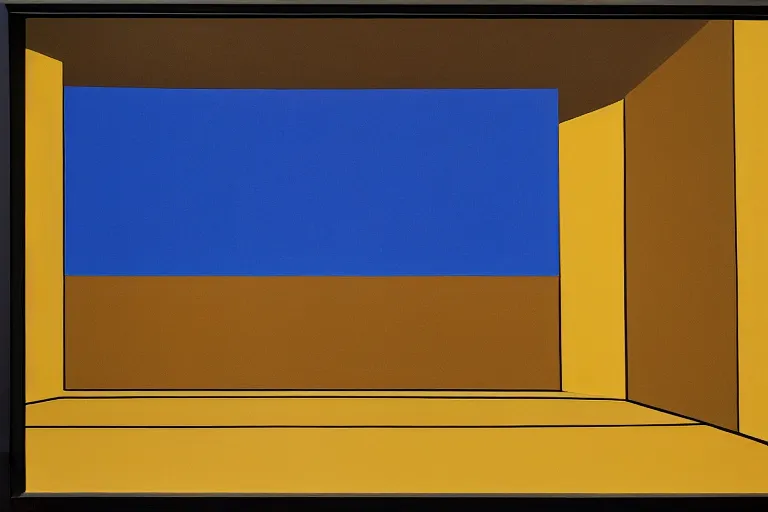 Image similar to david hockney minimalist noisy grainy 1960s style James Turrell exhibition painting