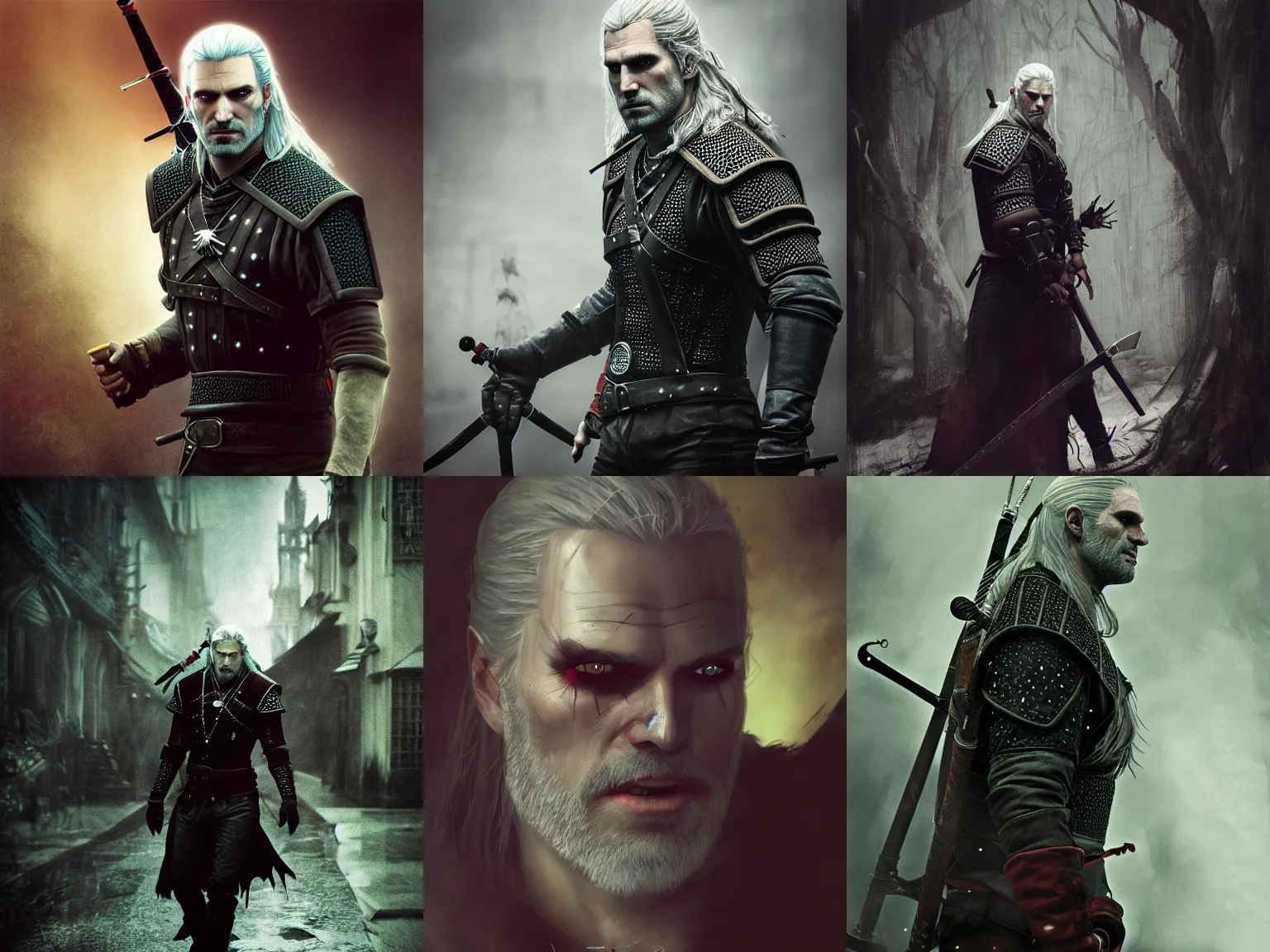 Prompt: witcher morphing into a vampire, illustration, ruan jia, steve mccurry
