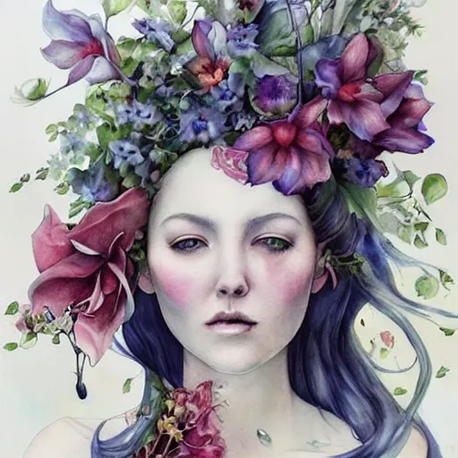 Prompt: watercolor kitchen with flowers by anna dittmann, by marco mazzoni, by stephanie law,