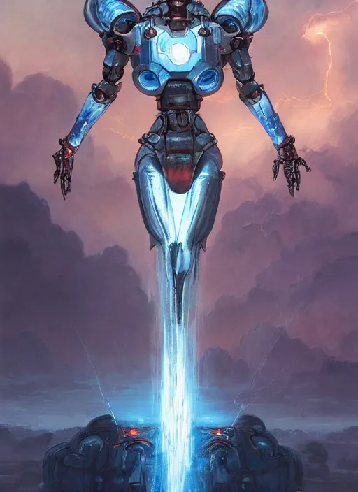 Prompt: biblical hell beautiful female mecha android, shiva, storm, glowing veins, in clouds, sunset, portrait, by peter elson, muted colors, by frank frazetta, extreme detail, reflections, trending on artstation, 8 k
