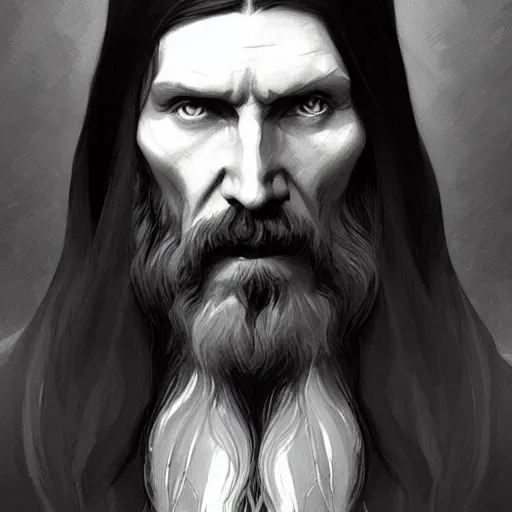 Image similar to Grigori Rasputin, D&D, fantasy, intricate, elegant, highly detailed, digital painting, artstation, concept art, matte, sharp focus, illustration, art by Artgerm and Greg Rutkowski and Alphonse Mucha