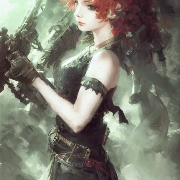 Image similar to christina hendricks!!! goth, tankoban, 4 k, tone mapping, akihiko yoshida, james jean andrei riabovitchev marc simonetti, yoshitaka amano, long hair, curly, h. hydrochaeri