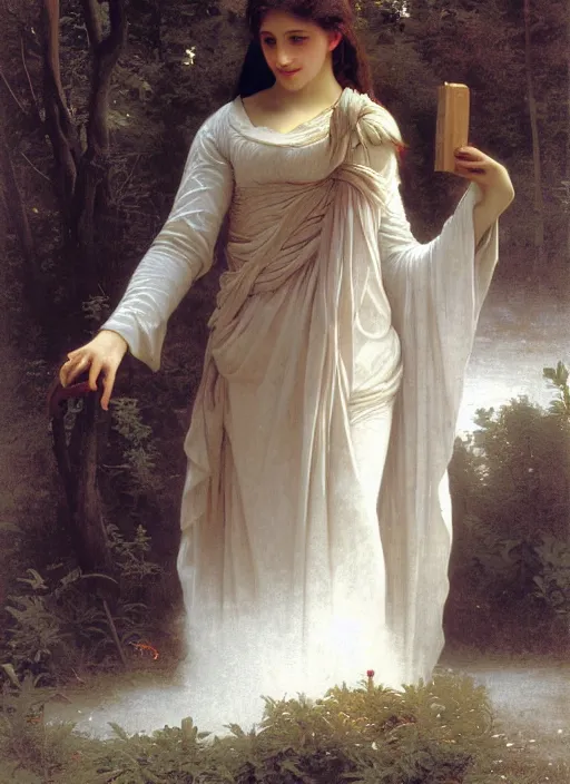 Prompt: a mage casting a frost spell by william - adolphe bouguereau