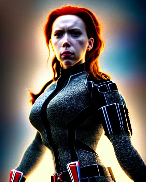 Prompt: hyperrealistic mixed media painting of Black Widow, marvel, heroic pose, stunning 3d render inspired art by P. Craig Russell and Barry Windsor-Smith + perfect facial symmetry + dim volumetric lighting, 8k octane beautifully detailed render, post-processing, extremely hyperdetailed, intricate, epic composition, grim yet sparkling atmosphere, cinematic lighting + masterpiece, trending on artstation, very very detailed, masterpiece, stunning