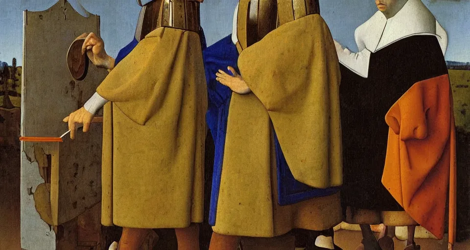 Image similar to a painting of gay knight, medieval painting by Jan van Eyck, Johannes Vermeer