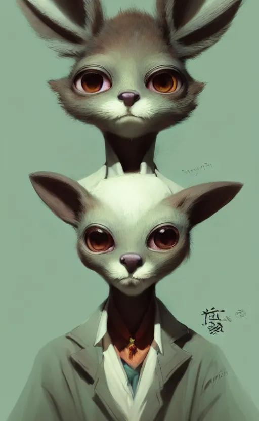 Image similar to a beautiful portrait of a cute anthropomorphic humanoid fursona. big eyes. character design by cory loftis fenghua zhong ryohei hase isma