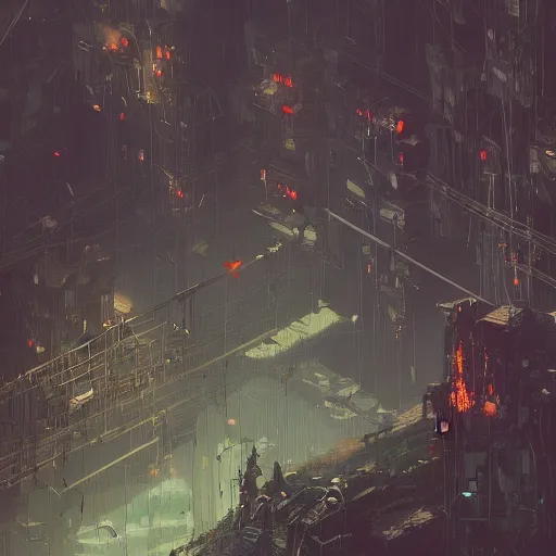 Image similar to overgrown dystopian mechanical cave system, by Ismail Inceoglu, detailed, pixelated, mechanical, complicated, dystopia, 4K