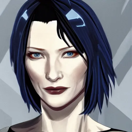 Image similar to cate blanchett as major kusanagi from ghost in the shell by h.r. giger