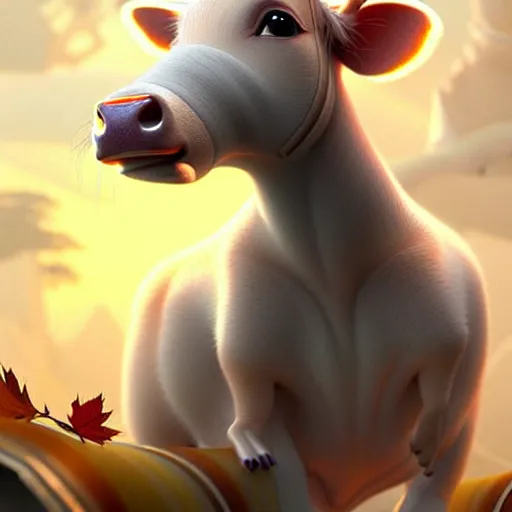 Prompt: epic professional digital art of 🐄🐭!!!!!!!!!🍁, best on artstation, cgsociety, wlop, cosmic, epic, stunning, gorgeous, much detail, much wow, masterpiece W 1024