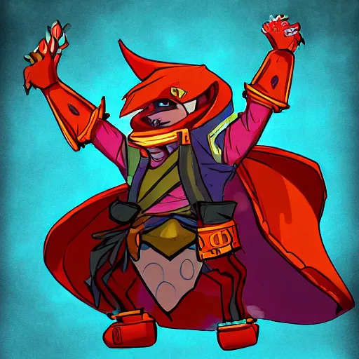 Prompt: Digital art of Hoodwink from Dota 2 dabbing