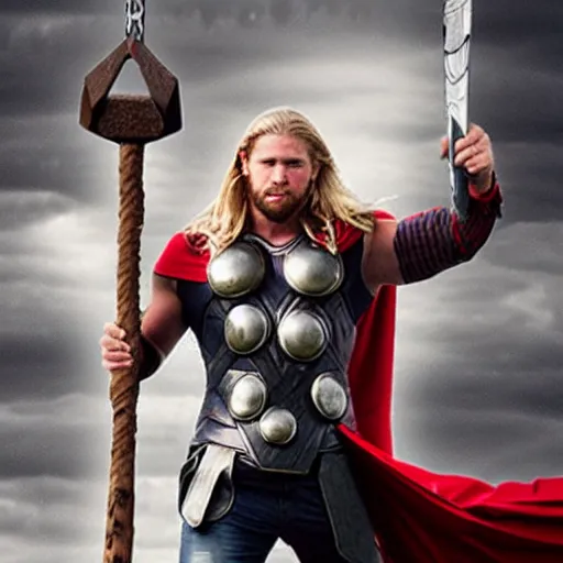Image similar to Giga Chad as Thor