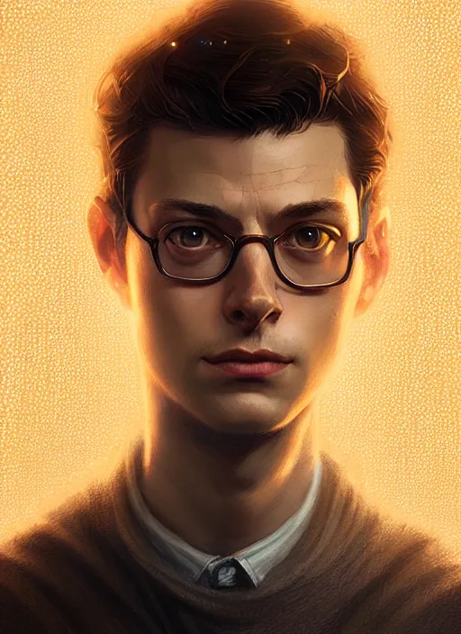 Image similar to portrait of peter parker, intricate, elegant, glowing lights, highly detailed, digital painting, artstation, concept art, smooth, sharp focus, illustration, art by wlop, mars ravelo and greg rutkowski