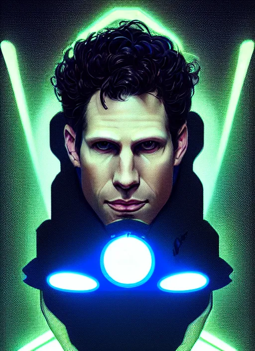 Prompt: symmetry!! portrait of glenn howerton, sci - fi, tech wear, glowing lights!! intricate, elegant, highly detailed, digital painting, artstation, concept art, smooth, sharp focus, illustration, art by artgerm and greg rutkowski and alphonse mucha