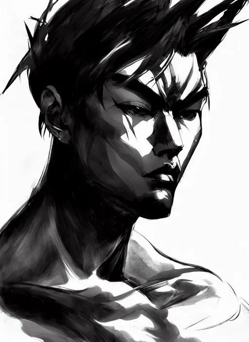 Prompt: half body portrait of a handsome male asian half man half spider warrior. in style of yoji shinkawa and hyung - tae kim, trending on artstation, dark fantasy, great composition, concept art, highly detailed, dynamic pose, vibrant colours.