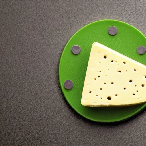 Image similar to a cheese with a green participation badge, stock art, 8K