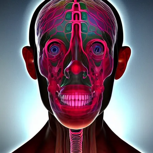 Prompt: an evolved human with new organs to thrive in the future ( body horror ), award winning digital art by philip hood