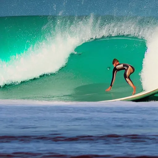 Prompt: a surfer inside of a tube