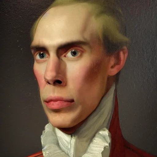 Image similar to An 18th century oil painting of Jerma985, portrait of Jerma985, grainy, realistic, very realistic, hyperrealistic, highly detailed, very detailed, extremely detailed, very neat, very epic, very cool, detailed, trending on artstation