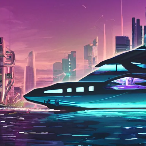 Image similar to cyberpunk yacht club