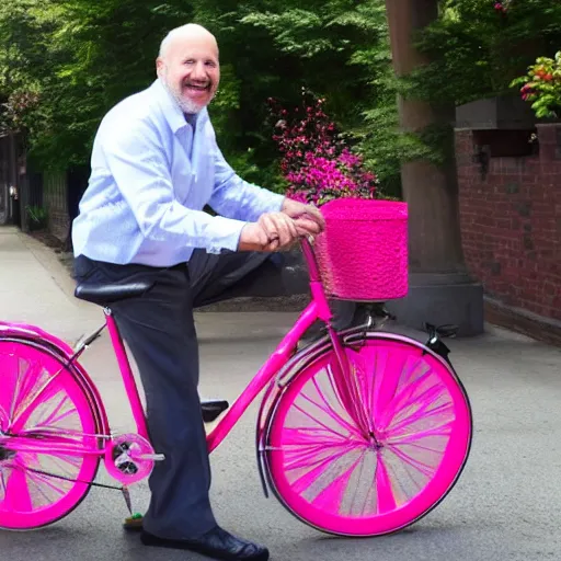 Image similar to Jim Cramer loves his new pink bicycle