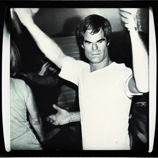 Image similar to dexter morgan at a disco 1 9 7 0 s polaroid