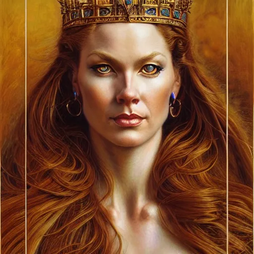 Prompt: highly detailed portrait of a majestic lioness queen in the form of a beautiful woman. d & d. art by donato giancola, arthur adams, anna dittmann, alberto vargas. trending on artstation, intricate details, energetic composition, golden ratio, concept art, illustration, elegant art, global illuminaition