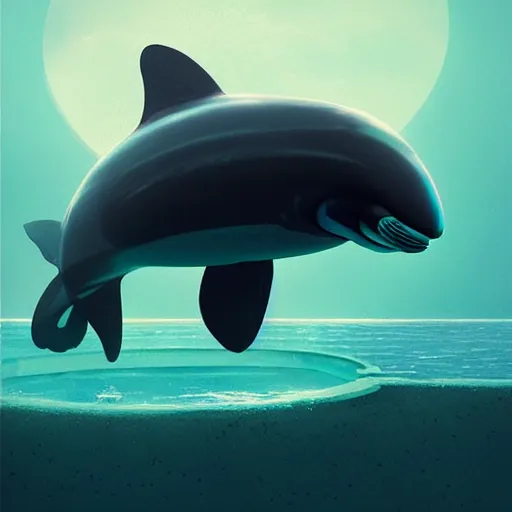 Prompt: cyborg orca by mike winkelmann trending on arstation