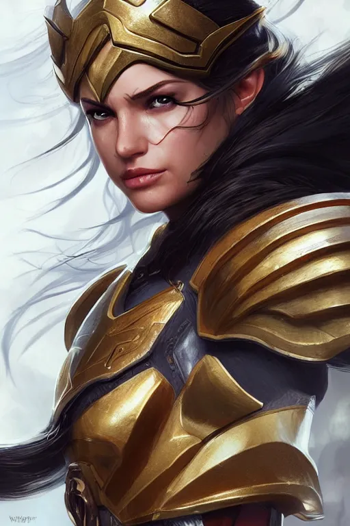 Image similar to amazon valkyrie athena, d & d, fantasy, portrait, highly detailed, headshot, digital painting, trending on artstation, concept art, sharp focus, illustration, art by artgerm and greg rutkowski and magali villeneuve