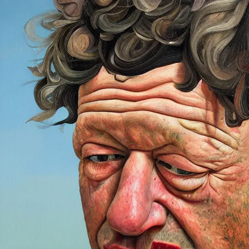 Image similar to high quality high detail painting by lucian freud, hd, dean ween, mickey melchiondo portrait