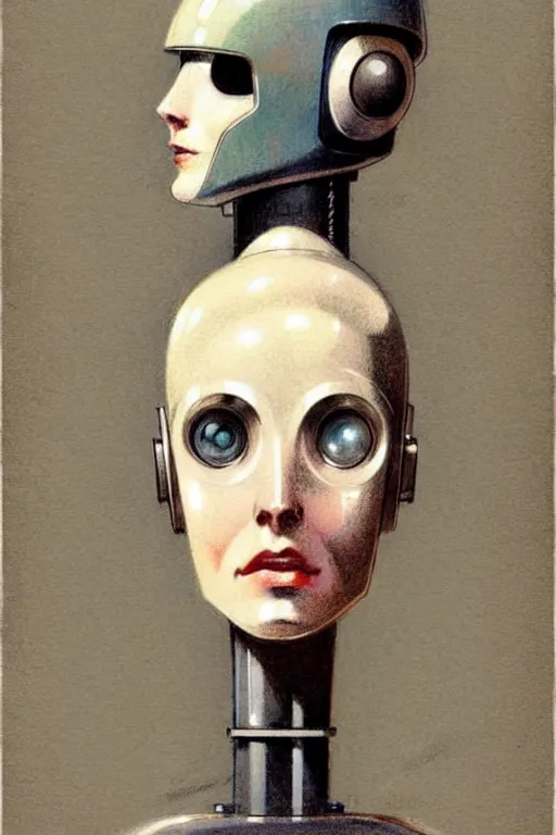 Prompt: ( ( ( ( ( 1 9 5 0 s retro future robot android head. muted colors. ) ) ) ) ) by jean - baptiste monge!!!!!!!!!!!!!!!!!!!!!!!!!!!!!!