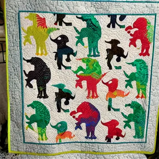 Image similar to dinosaurs on a quilt