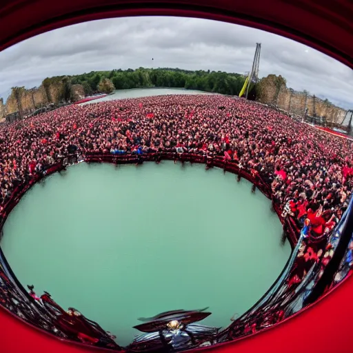 Image similar to a fisheye lens photo of the queen elizabeth ii