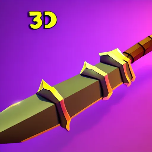 Image similar to long sword of ancient civilization, magical power, 3 d, one object, low poly, mobile game, cute, illustration