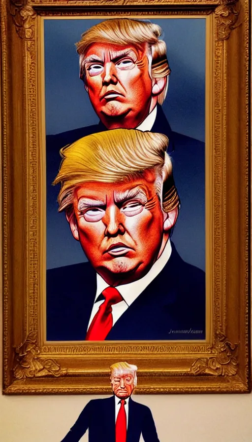 Prompt: donald trump criminal. portrait by and jean giraud and anton otto fischer and john philip falter